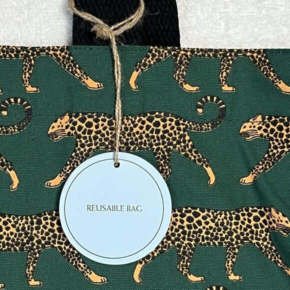 Leopard 100% Cotton Canvas Tote Reusable Tote Bag Cynthia Rowley Animal Print - Picture 6 of 17